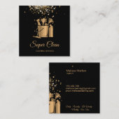 プロフェッショナルハウスクリーニングメイド金ゴールドグリッターバス スクエア名刺 (正面/裏面)