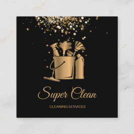 プロフェッショナルハウスクリーニングメイド金ゴールドグリッターバス スクエア名刺