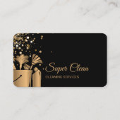 プロフェッショナルハウスクリーニングメイド金ゴールドグリッターバス 名刺 (正面)