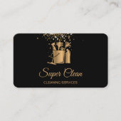 プロフェッショナルハウスクリーニングメイド金ゴールドグリッター 名刺 (正面)