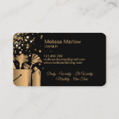 プロフェッショナルハウスクリーニングメイド金ゴールドグリッター 名刺 (裏面)