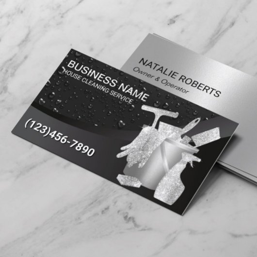 プロフェッショナルハウスクリーニング黒水滴 名刺