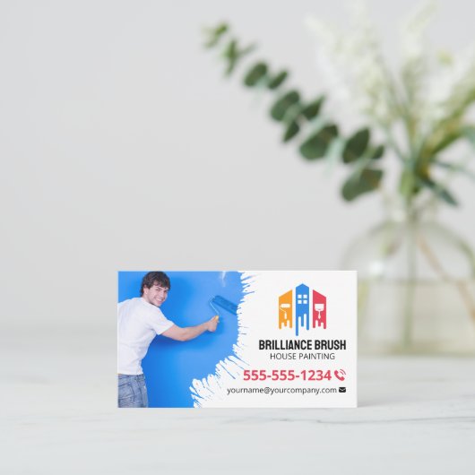 プロフェッショナルハウスペインター写真絵を描請与者 名刺 (スタンド正面)