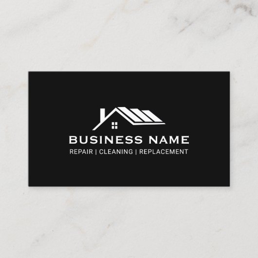 プロフェッショナルハウスルーフ実在ロゴエステートブラック 名刺 (正面)