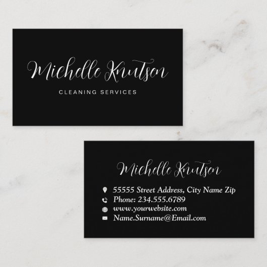 プロフェッショナルハウス清掃サービス白黒 名刺 (正面/裏面)
