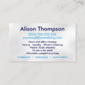 プロフェッショナルハウス清掃サービス 名刺 (裏面)