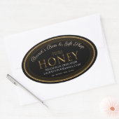 プロフェッショナルハニーラベル黒と金ゴールド楕円 楕円形シール (封筒)