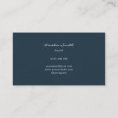 プロフェッショナルハープミニマルストエレガントネイビーブルー 名刺 (裏面)
