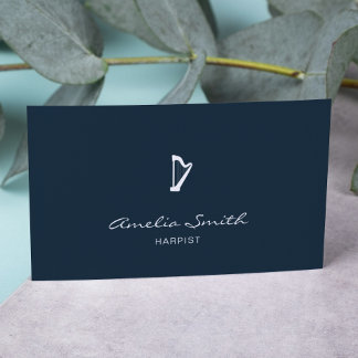 プロフェッショナルハープミニマルストエレガントネイビーブルー 名刺