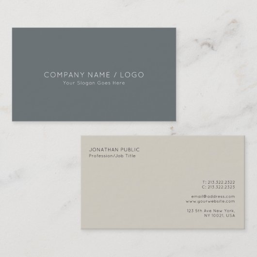 プロフェッショナルハーモニークラシックカラーエレガントプレーン 名刺 (正面/裏面)