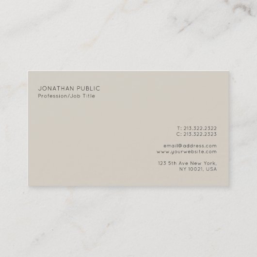 プロフェッショナルハーモニークラシックカラーエレガントプレーン 名刺 (裏面)