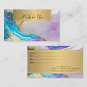プロフェッショナルバイオレットブルーマーブル金ゴールド紙吹雪 割引カード (正面/裏面)