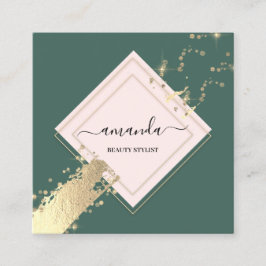 プロフェッショナルバラフレーム金ゴールドグリーンストロークロゴ スクエア名刺