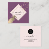 プロフェッショナルバラフレーム金ゴールドストロークバイオレットパープル スクエア名刺 (正面/裏面)