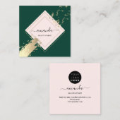 プロフェッショナルバラフレーム金ゴールド緑紙吹雪 スクエア名刺 (正面/裏面)