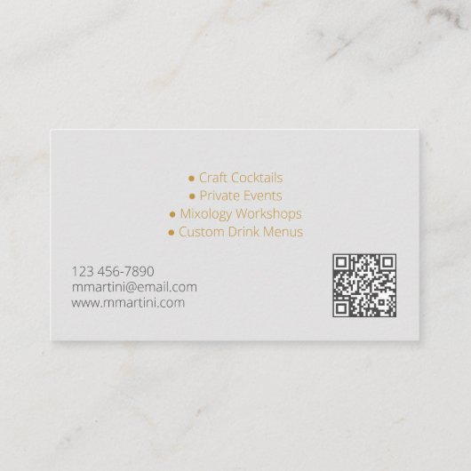 プロフェッショナルバーテンダーエレガント設計 名刺 (裏面)
