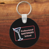 プロフェッショナルバーテンダースクールロゴボタンKeychain キーホルダー (正面)
