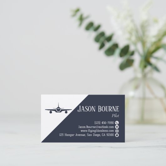 プロフェッショナルパイロット航空会社海軍ブルー 名刺 (スタンド正面)
