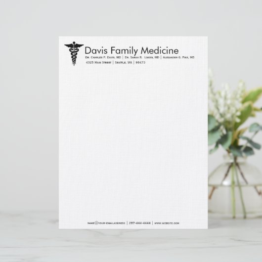 プロフェッショナルパーソナライズされたドクター文房具 レターヘッド (スタンド正面)