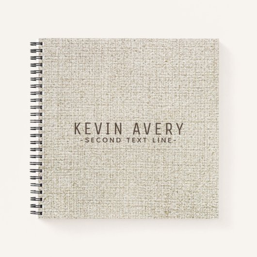 プロフェッショナルパーソナライズされたベージュリネンテクスチャ ノートブック (正面)