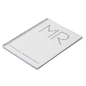 プロフェッショナルパーソナライズされたモノグラムミニマリストグレー ノートブック (左側)