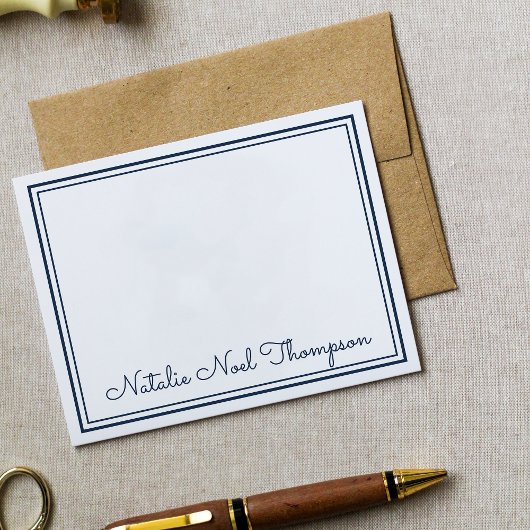 プロフェッショナルパーソナライズされたモノグラム名ネイビーブルー ノートカード