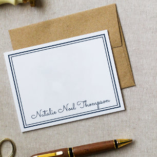 プロフェッショナルパーソナライズされたモノグラム名ネイビーブルー ノートカード