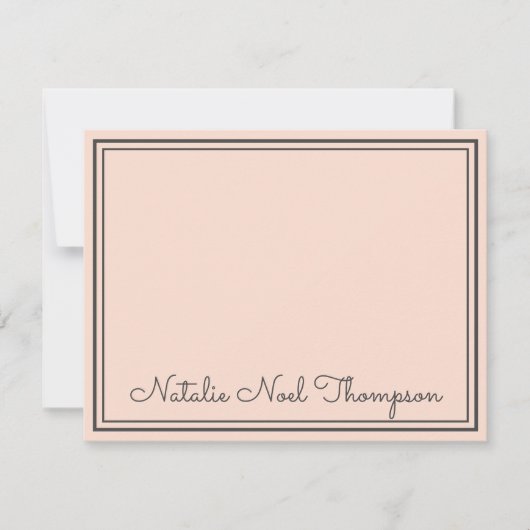 プロフェッショナルパーソナライズされたモノグラム名赤面ピンク ノートカード (正面)