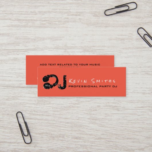 プロフェッショナルパーティーDJミュージックDeejay スキニー名刺 (正面/裏面インサイチュ)