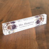 プロフェッショナルパープルおよび金ゴールドフローラ先生 デスクネームプレート (側面)