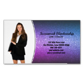 プロフェッショナルパープルグラデーショングリッターカスタム写真 マグネット名刺 (正面)