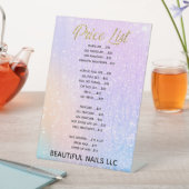 プロフェッショナルパープルグリッターネイルサロン価格表 台座サイン (インサイチュ)