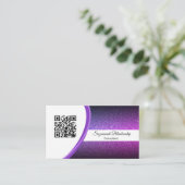 プロフェッショナルパープルグリッターQRコードテンプレート 名刺 (スタンド正面)