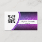 プロフェッショナルパープルグリッターQRコードテンプレート 名刺 (正面)