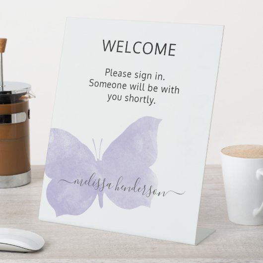 プロフェッショナルパープルバタフライウェルカムオフィス 台座サイン (インサイチュ)
