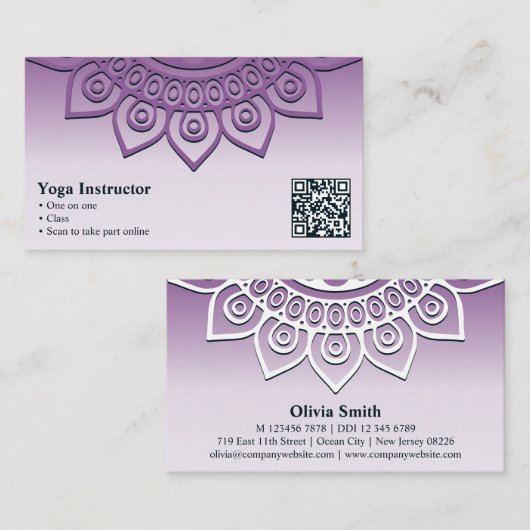 プロフェッショナルパープルマンダラヨガ名刺 ロイヤリティカード (正面/裏面)