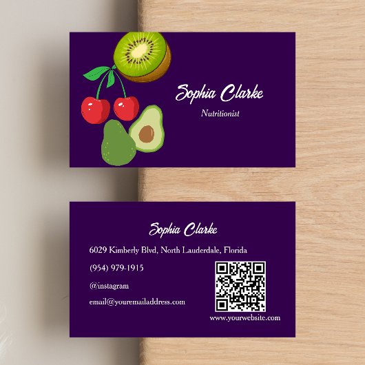 プロフェッショナルパープル栄養士ダイエットQRコード 名刺
