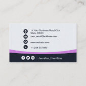 プロフェッショナルパープル追加ロゴQRコードフォト 名刺 (裏面)