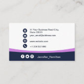 プロフェッショナルパープル追加ロゴQRコード 名刺 (裏面)