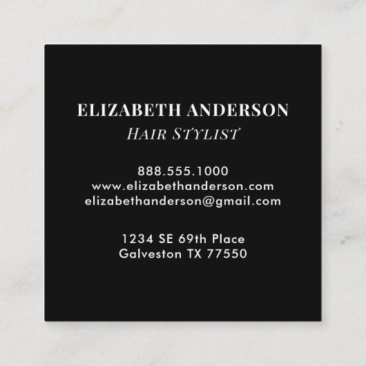 プロフェッショナルヒョウ印刷美容師 スクエア名刺 (裏面)