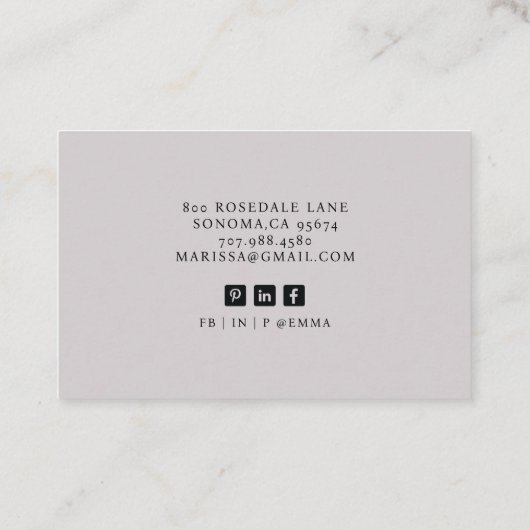 プロフェッショナルビジネスコンサルタントの写真カード 名刺 (裏面)