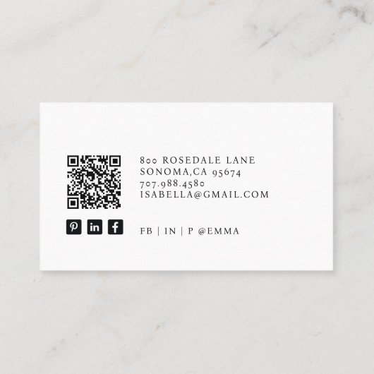プロフェッショナルビジネスコンサルタント写真QRコード 名刺 (裏面)
