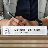 プロフェッショナルビジネスモダン会社ブラックロゴ デスクネームプレート