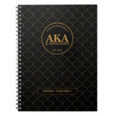 プロフェッショナルビジネスモノグラムブラック金ゴールドトレリス ノートブック (正面)