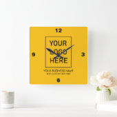 プロフェッショナルビジネスロゴと文字会社イエロー スクエア壁時計 (ホーム)