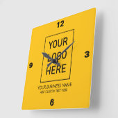 プロフェッショナルビジネスロゴと文字会社イエロー スクエア壁時計 (傾斜)