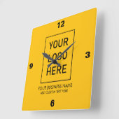 プロフェッショナルビジネスロゴと文字会社イエロー スクエア壁時計 (傾斜)