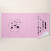 プロフェッショナルビジネスロゴと文字会社ピンク ビーチタオル (正面)