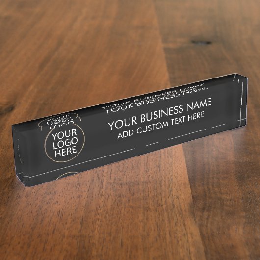 プロフェッショナルビジネスロゴと文字会社ブラック デスクネームプレート (側面)