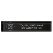 プロフェッショナルビジネスロゴと文字会社ブラック デスクネームプレート (正面)